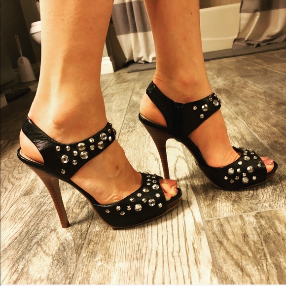 Fergie “Bedaze” Black Leather Rhinestone Pumps - Picture 8 of 8